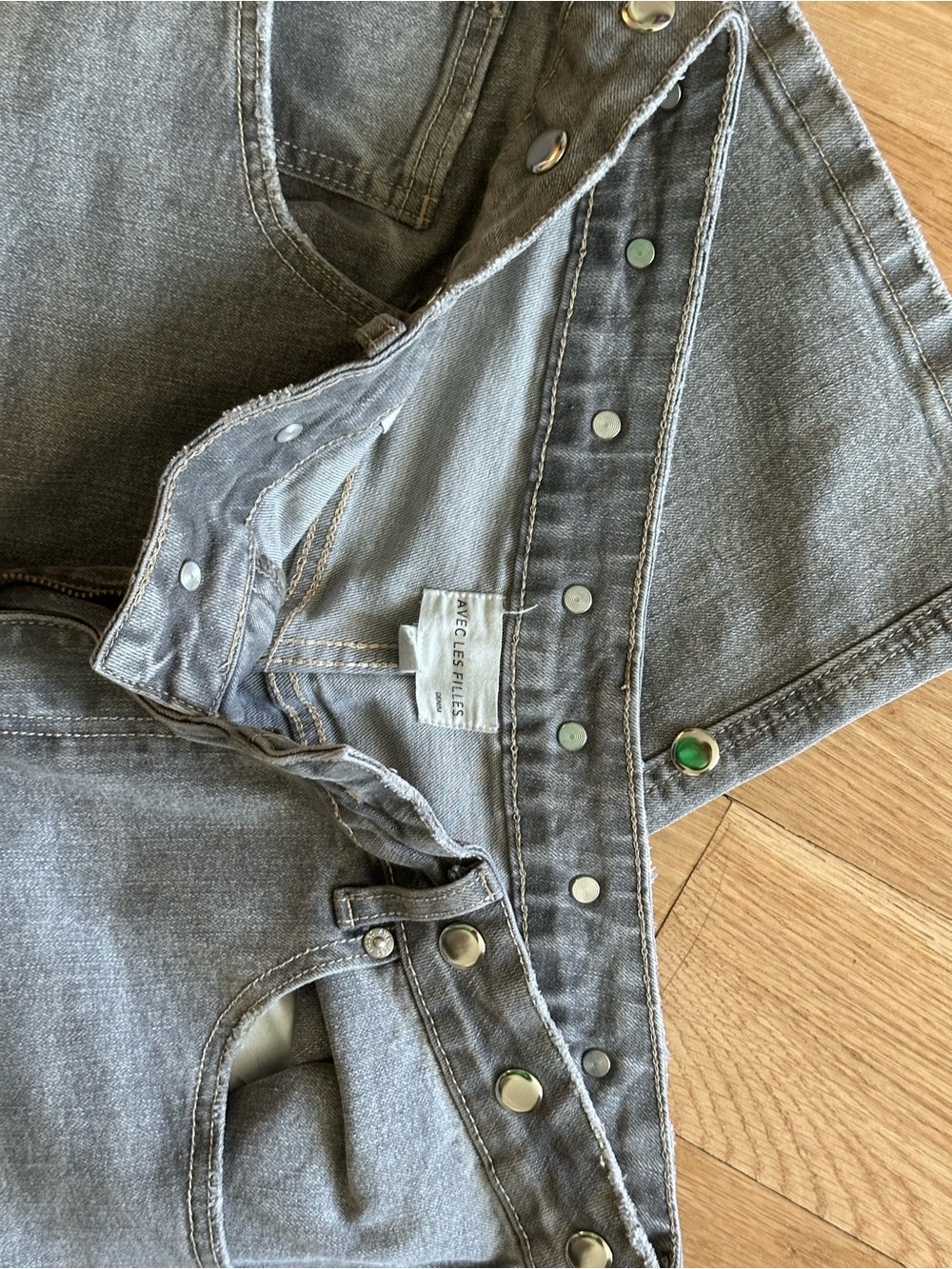 Avec Les Filles Gray Wide Leg Jeans
